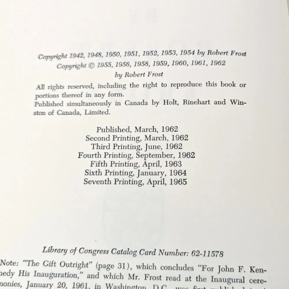 1962 Vintage In The Clearing Hardcover Poetry Book By Robert Frost